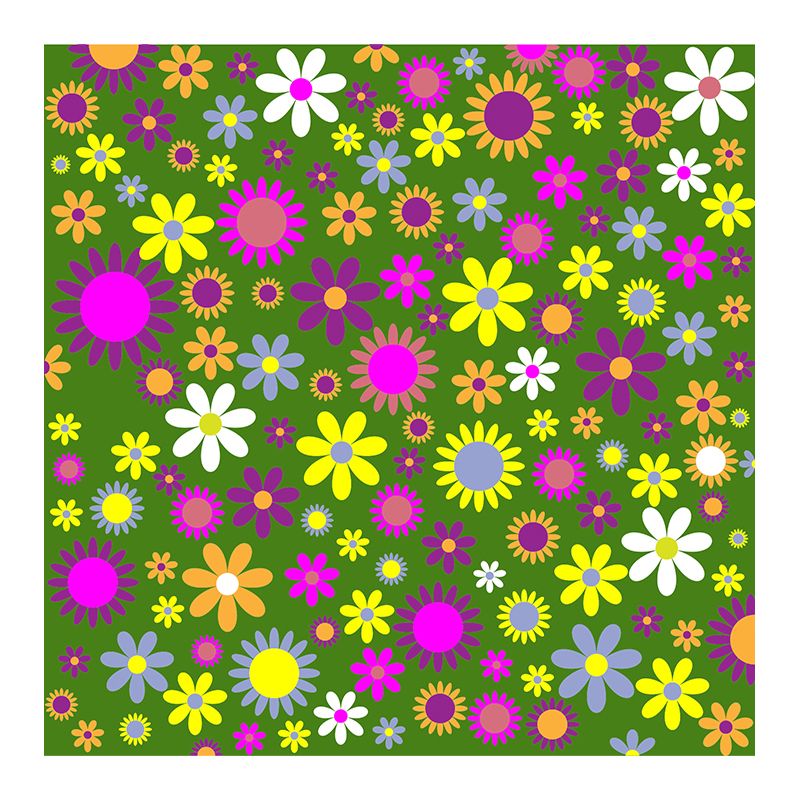 Illustration Floral Pattern Mildew Wall Mural Horizontalt for Living Room