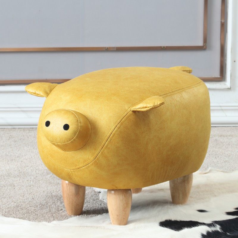 Contemporary Standard Ottoman Specialty Faux Leather Upholstered Pouf