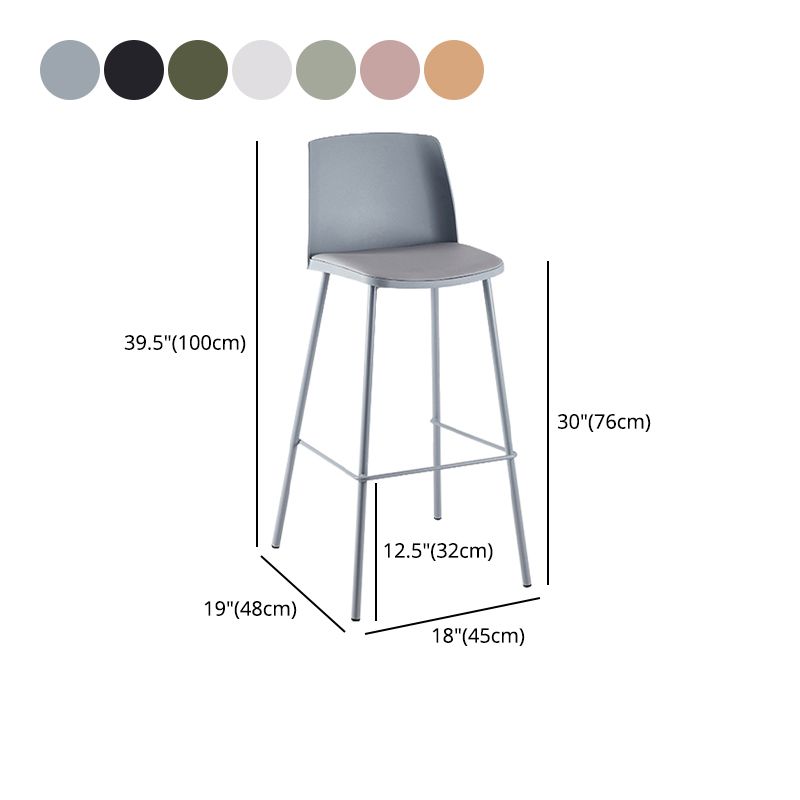 Nordic Bar-stool Plastic Counter Bar Stool with Metal Legs for Home