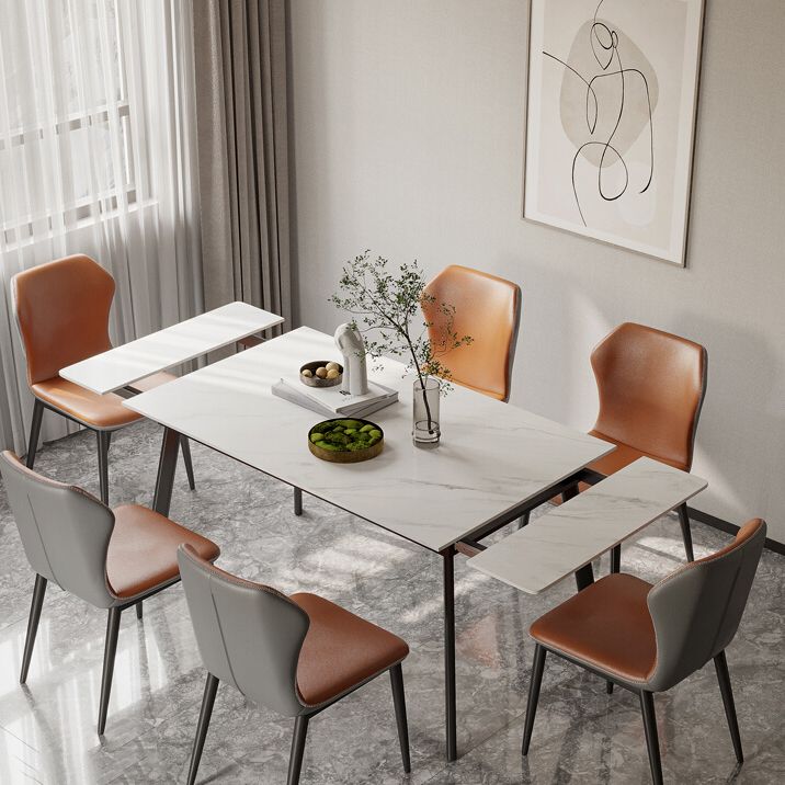 Contemporary Style Extendable Table Stone Rectangle Dining Table for Dining Room