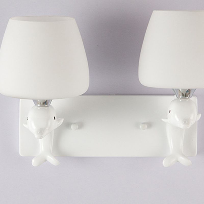 Modern Vanity Lighting Dolphin Wall Light Fixture in White for Bathroom