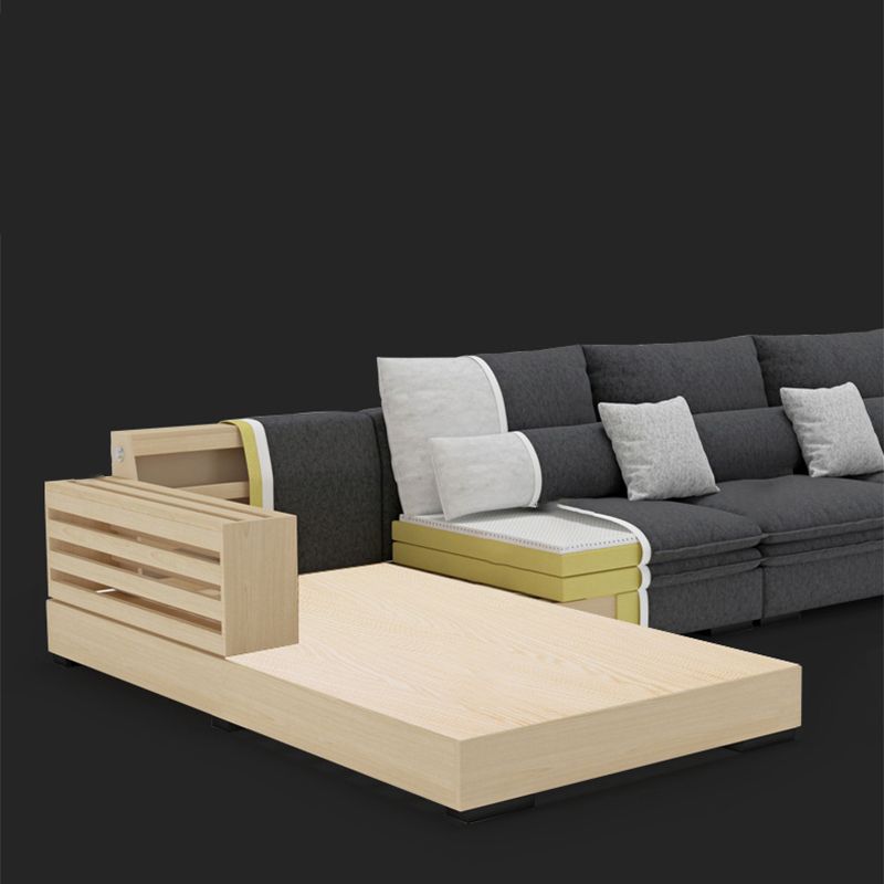 Nordic Stationary Faux Leather Living Room Recessed Arm Cushions Seating