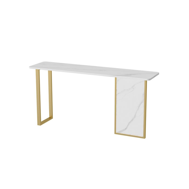Iron Base Accent Table 31.5" H with Rectangle Stone Top for Hall