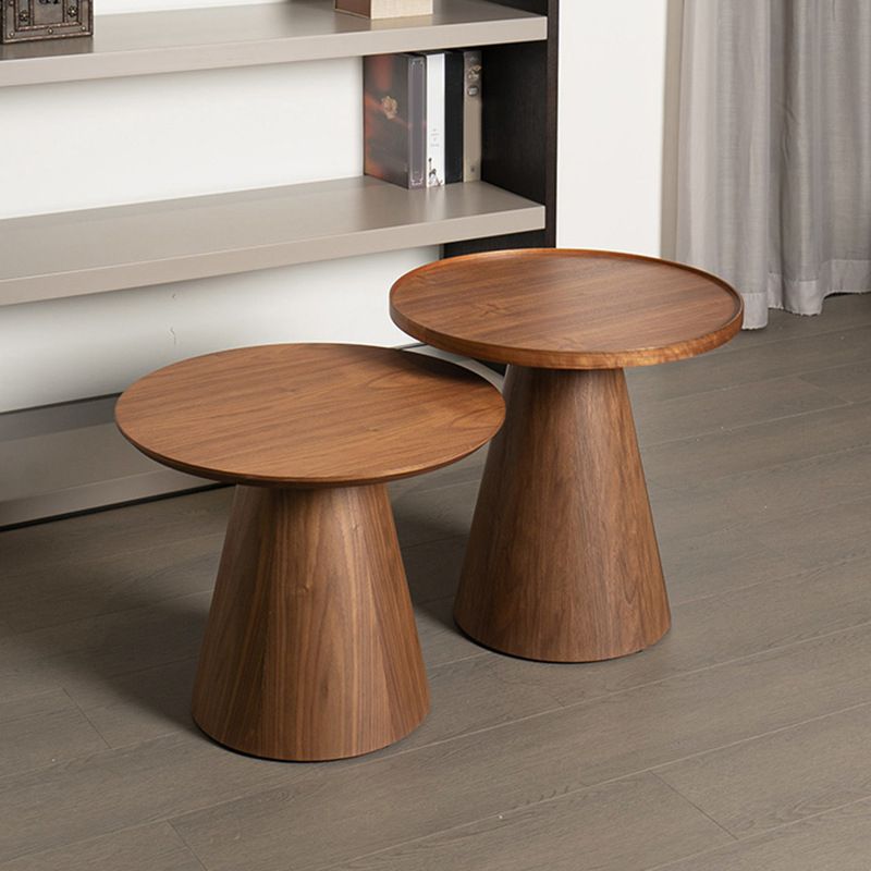 Contemporary Living Room Round Pedestal Solid Wood End Table