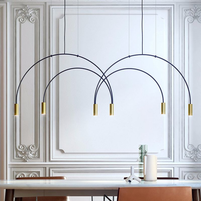 Cylinder Island Lights Contemporary Metal Island Chandelier Lights for Kitchen