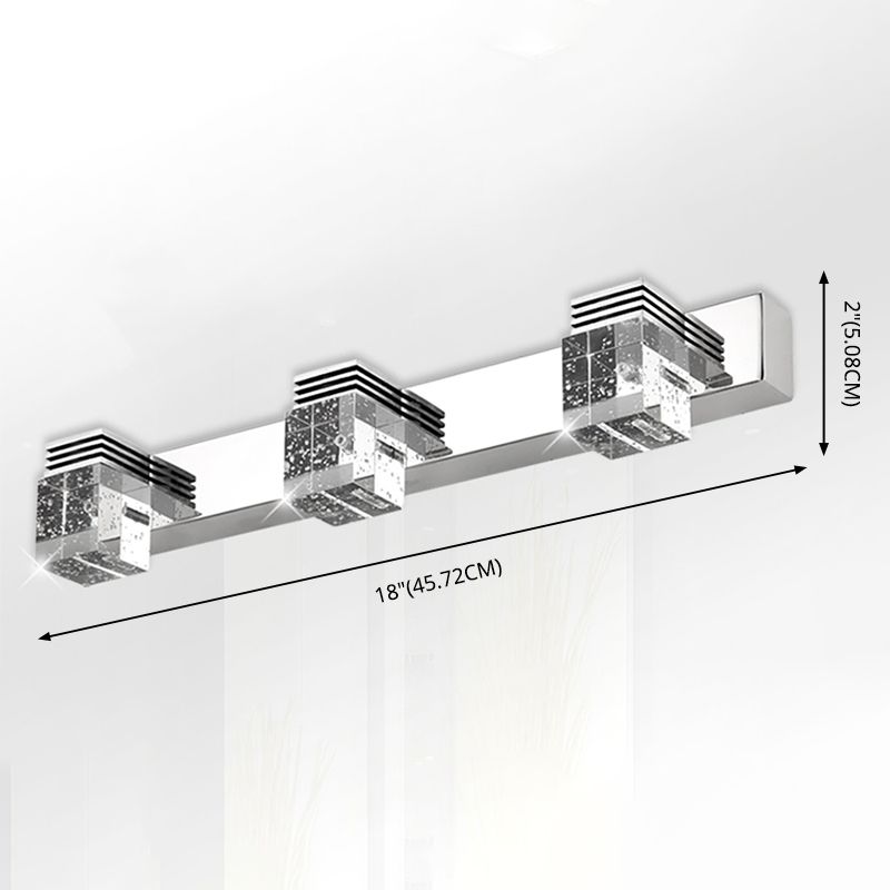 Vanité en acier inoxydable Vanité Sconce Bubble Crystal Block Vanité Lumière Au-dessus du miroir pour la salle de bain