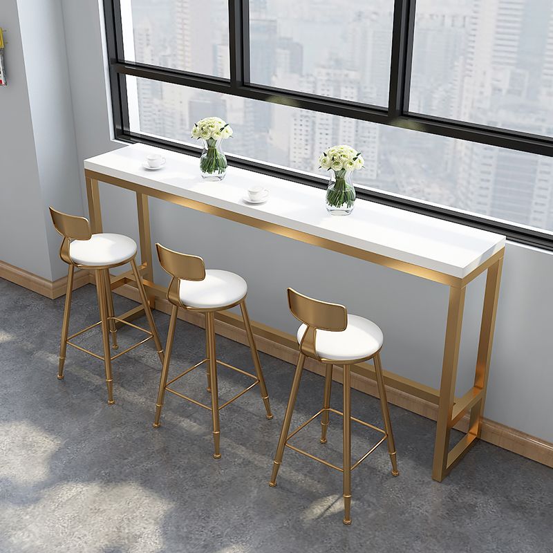 Glam Style Rectangle Bar Table Pine Solid Wood Bar Height Table with Footrest