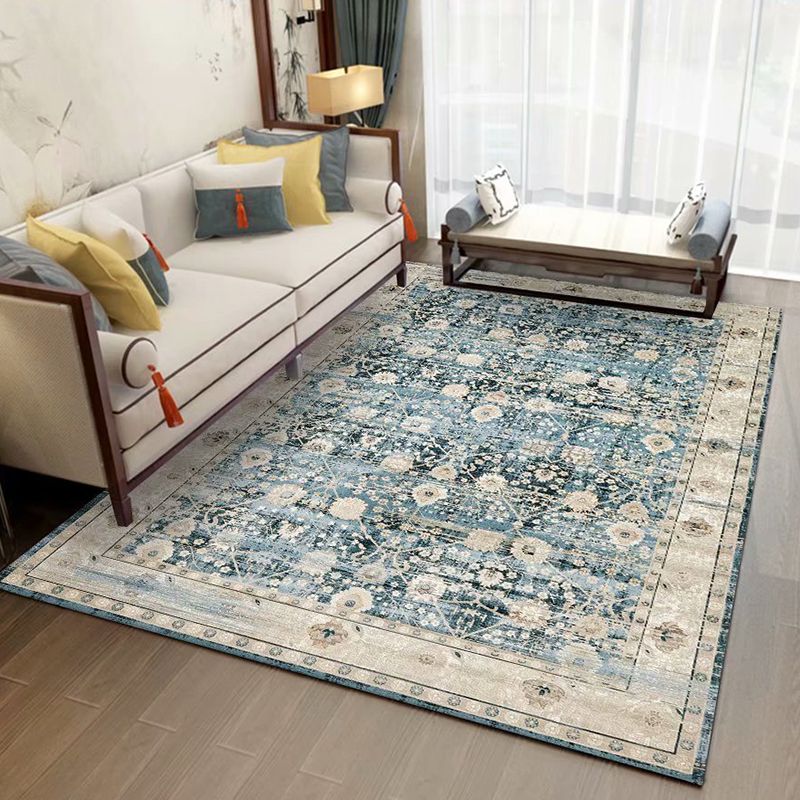 Mid-Century Area Rug Classic Floral Print Carpet Non-Slip Backing Carpet for Living Room