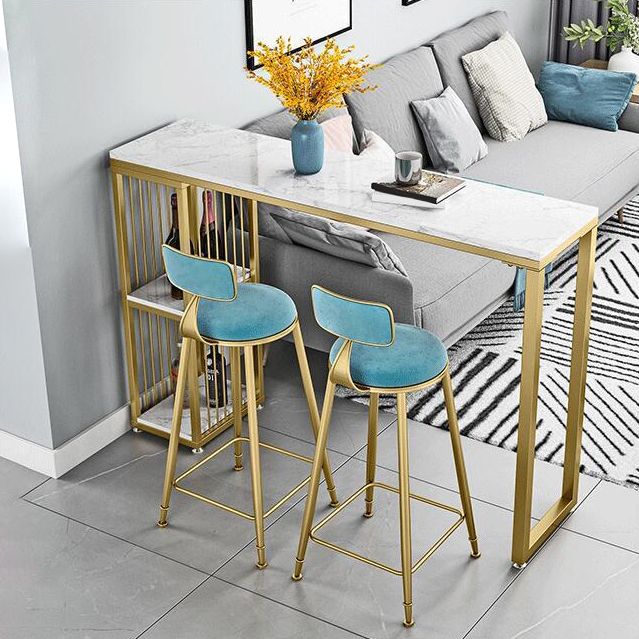 Glam Pub Table Double Pedestal Bar Height Rectangle Bar Table for Indoor