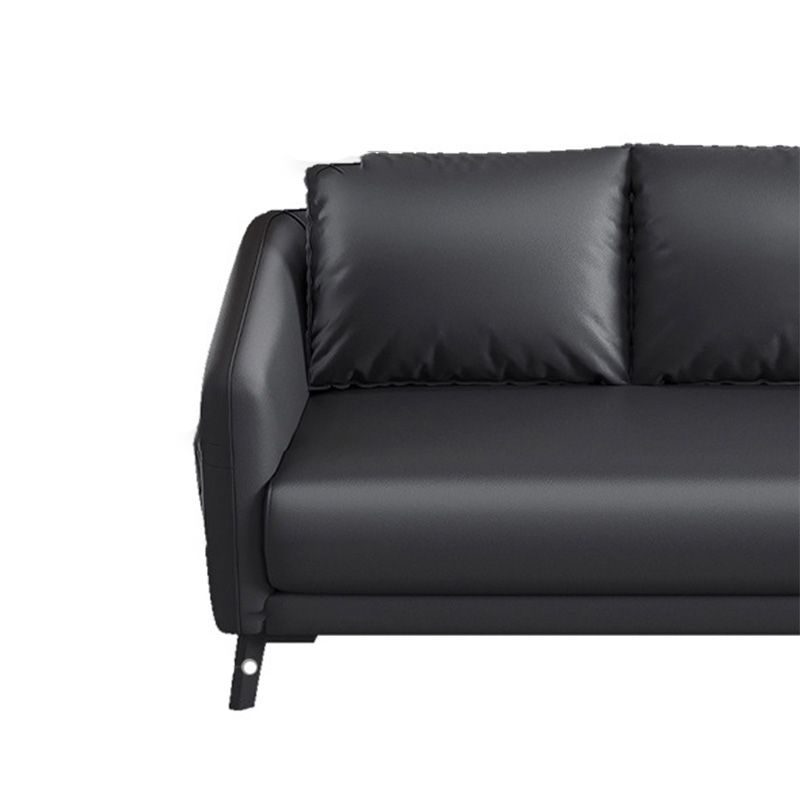 Zeitgenössischer Standardtuxedo Arm Loveat Leder Loveseat mit Kissen