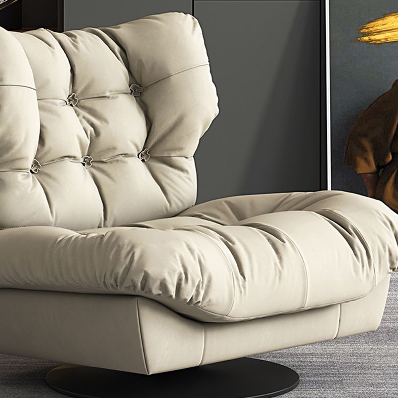 Tufted Microsuede Wingback Recliner 42" Wide Swivel Base Recliner Chair