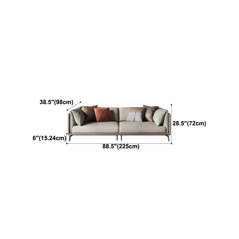 Genuine Leather Pillow Top Arm Sectional Sofa 28.35"High Cushion Back Sofa for Living Room