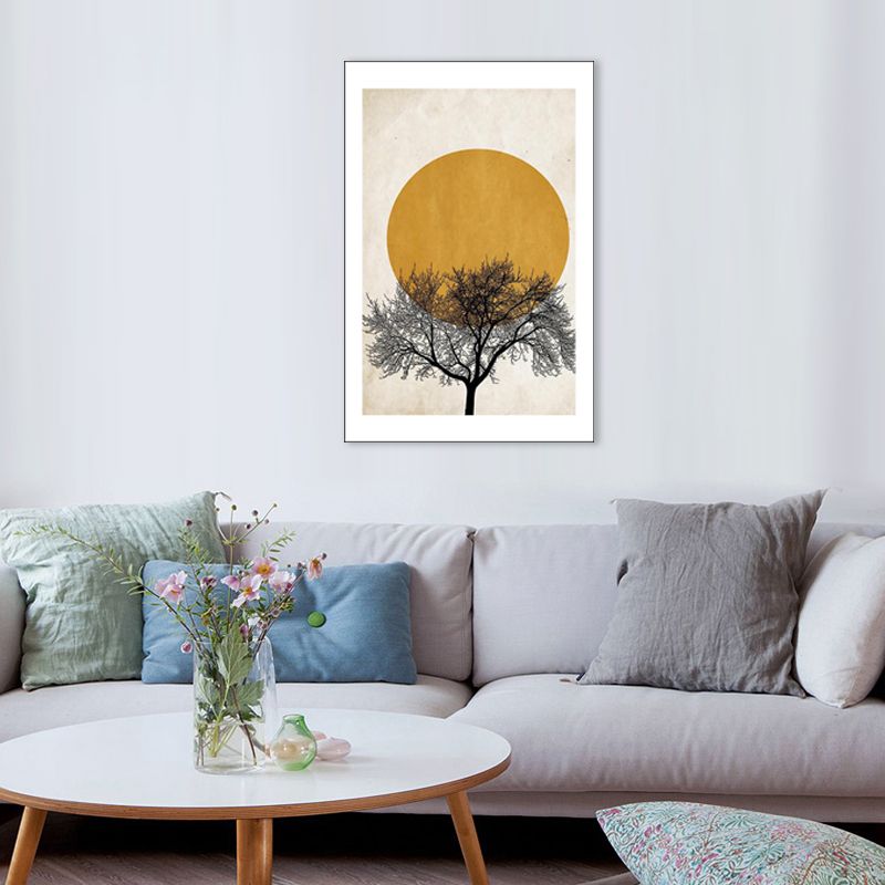 Kids Style Full Moon Painting Children Bedroom Wall Art in Yellow, Multiple Sizes