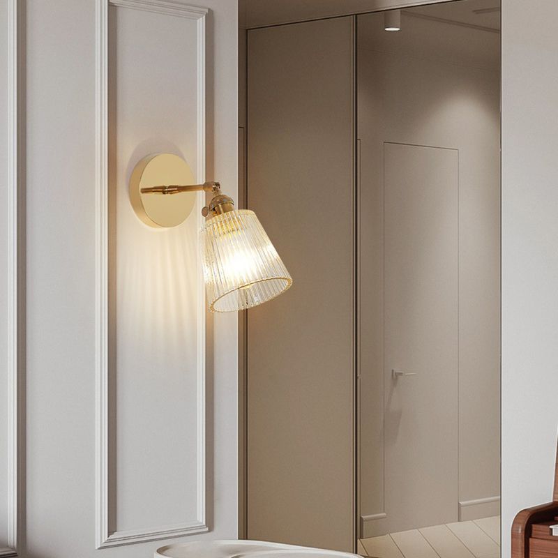 Gold Modern Styly Glass Lampa de pared de la lámpara de pared Ajustable Luz de aplastador de una sola bombilla