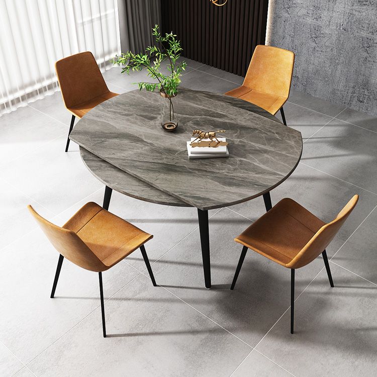 Round 4-foot Dining Site Table Simplicity Style Stone Drop-Leaf Dinette Table for Home