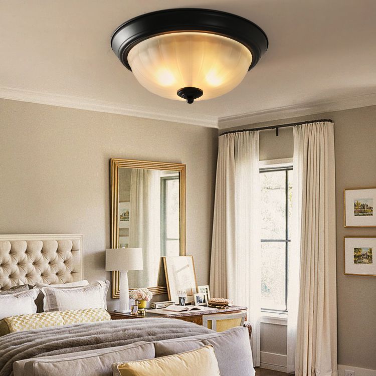 Plafonnier encastré avec abat-jour en verre, plafonnier d'intérieur en forme de bol de Style campagnard américain