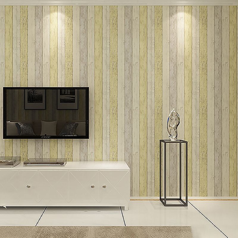 Rollo de papel tapiz de tablón de madera amarillo, decoración de pared para sala de estar, cabaña resistente a la humedad