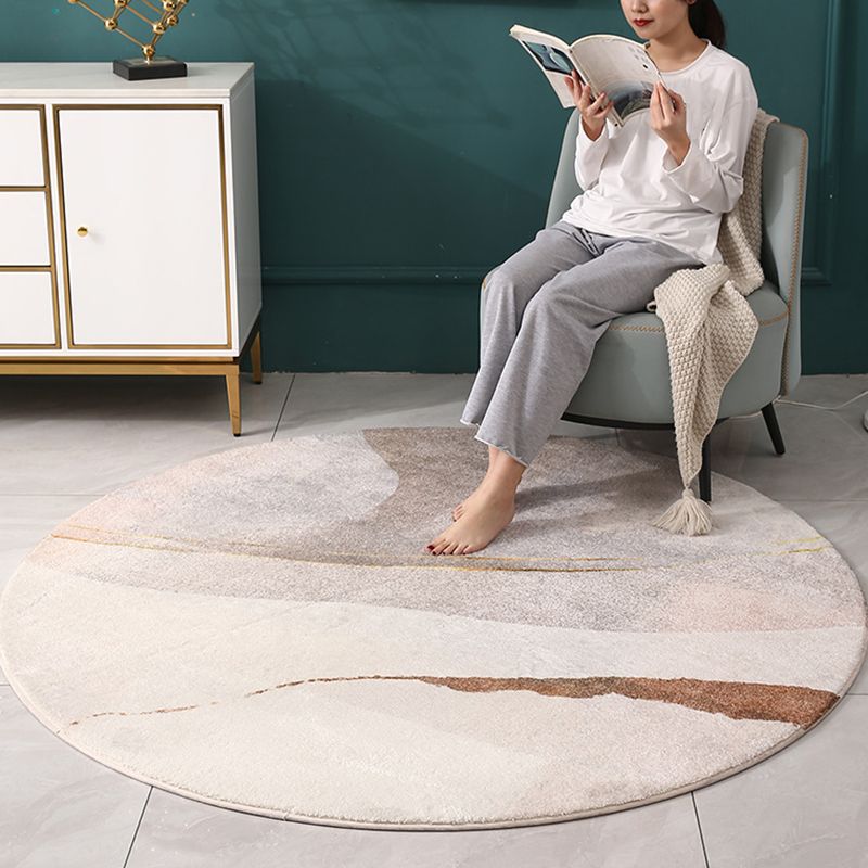 Apricot Minimalist Indoor Rug Polyester Abstract Carpet Anti-Split for Indoor Room