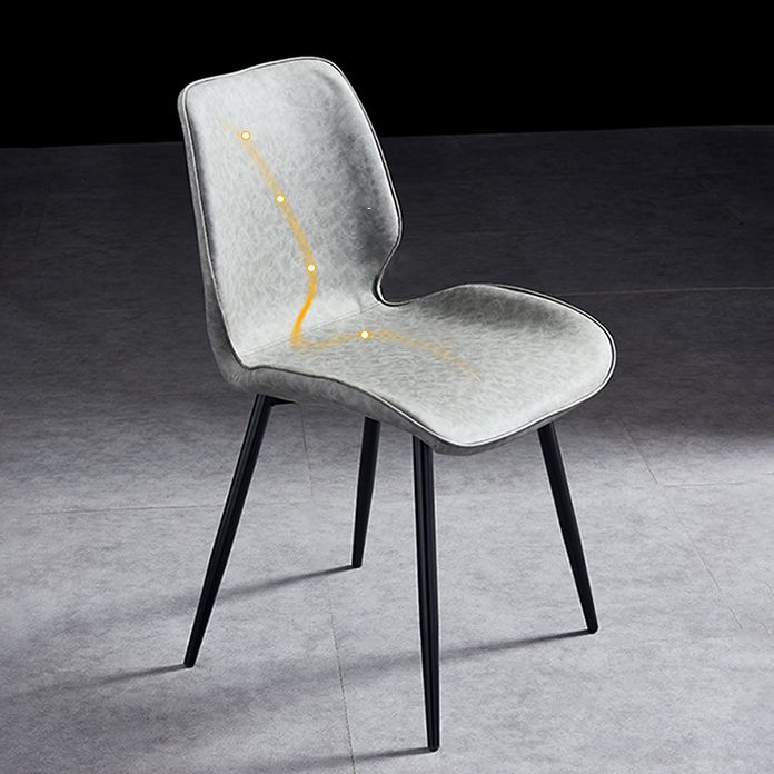 Modern Upholstered Armless Dining Chairs Wingback Side Chairs with Metal Legs