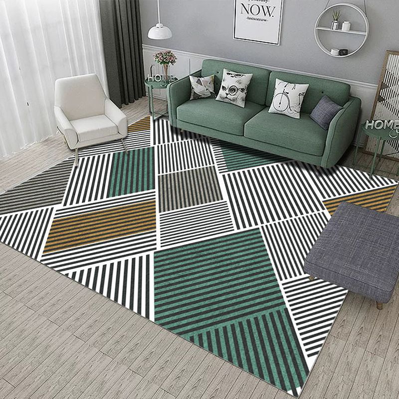 White Waves Rug Polyester Simple Rug Non-Slip Backing Rug for Drawing Room