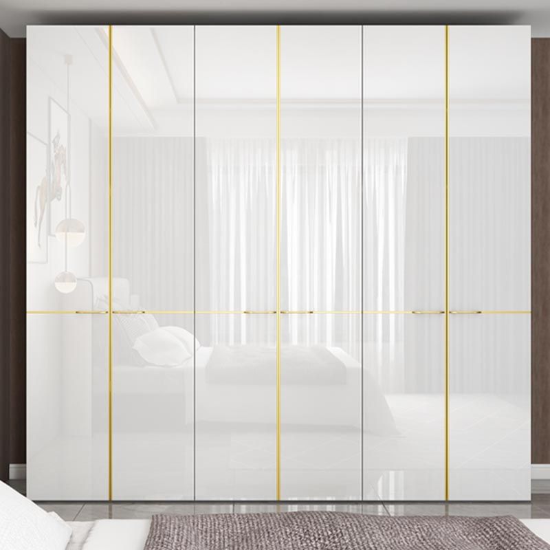 Modern Rectangle Wardrobe Cabinet Wooden White Cabinet with Clothes Rail