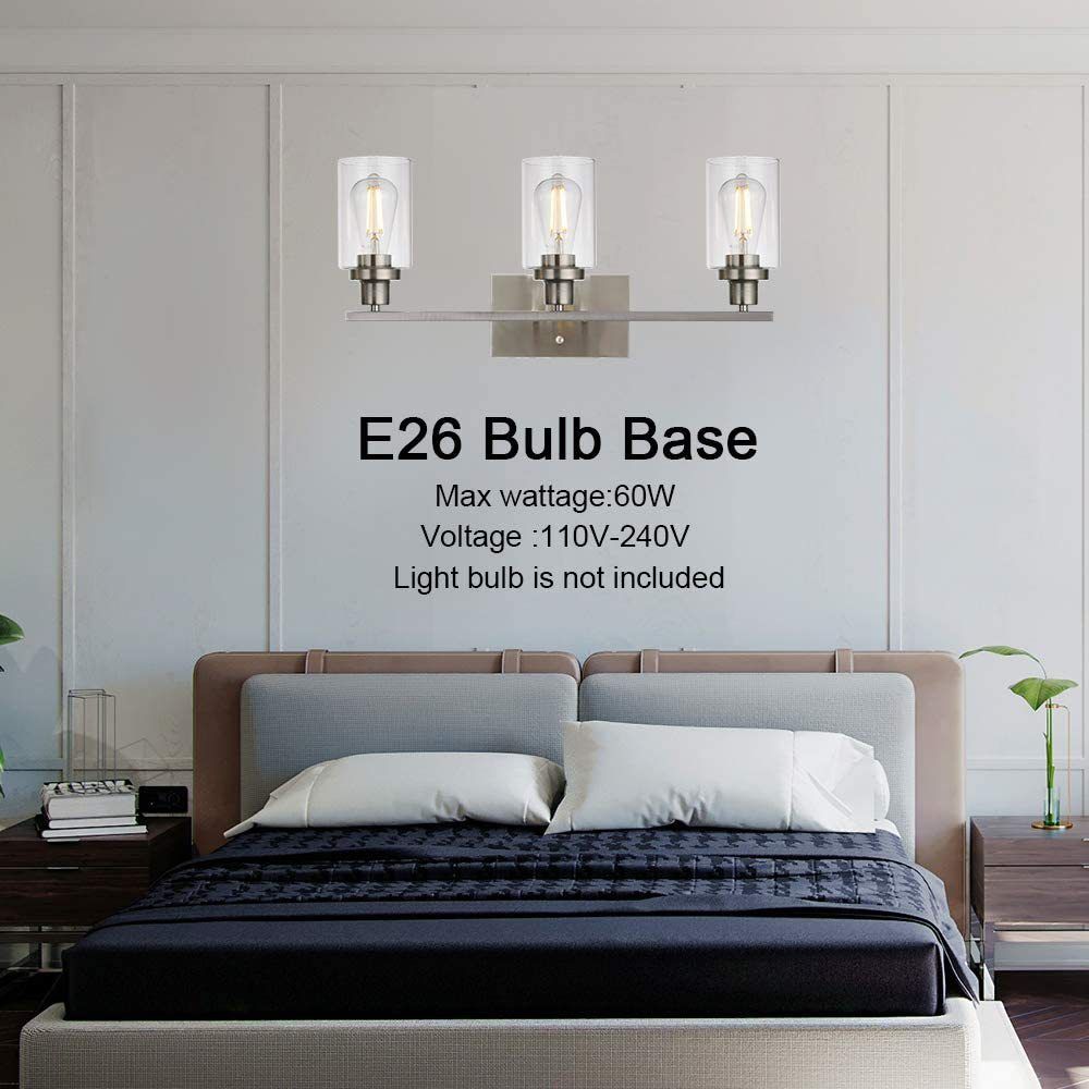 3-Licht-Zylinder Waschtischwandleuchten Retro Industrial Style Glass Waschtisch Licht