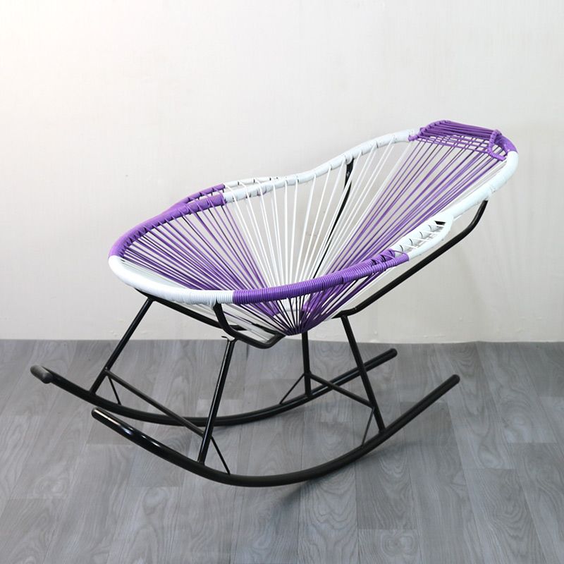Modern Rocking Chair Wicker Woven Rope Weather-Resistant Rocker