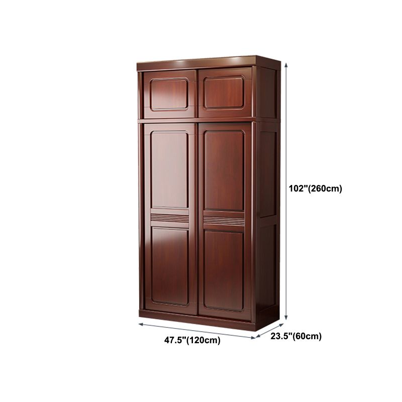 Traditional Wardrobe Cabinet Rubberwood Brown Wardrobe Armoire