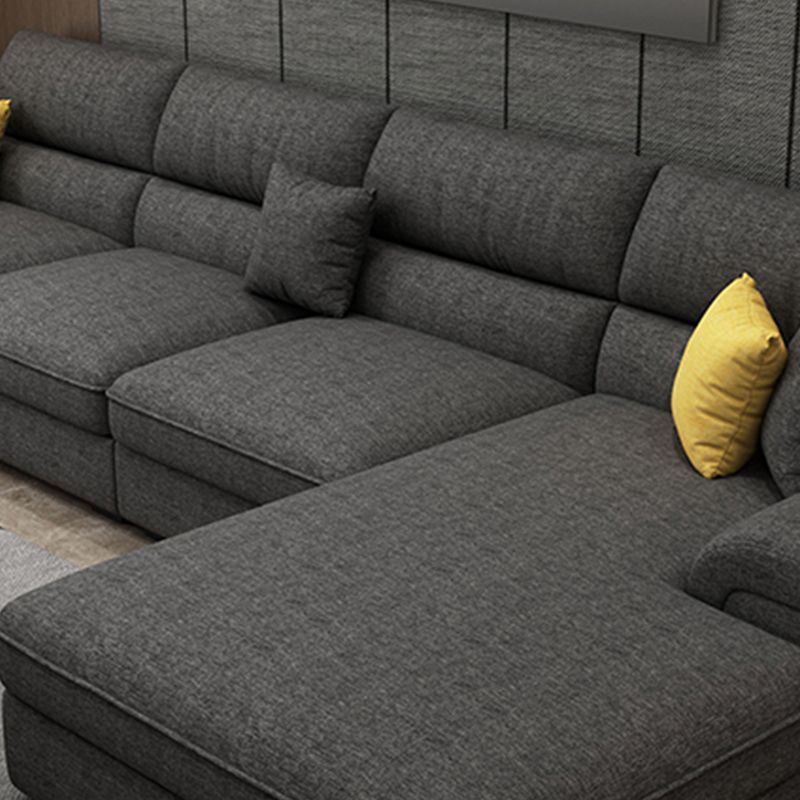Modern Reversible Chaise Sofa with Pillows Flared Arm Sectionals for Living Room