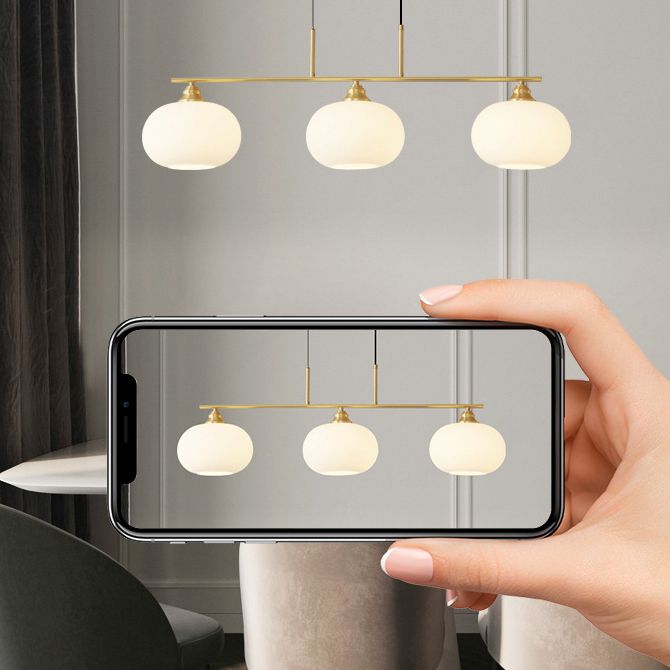 Metal/Glass Kitchen Island Lighting Modern Golden/Black Ceiling Light for Foyer