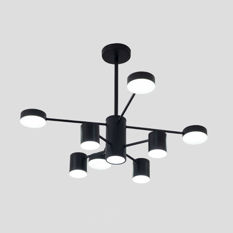 Luces de lámpara de metal de sombra de cilindro accesorios de iluminación de araña modernos en negro