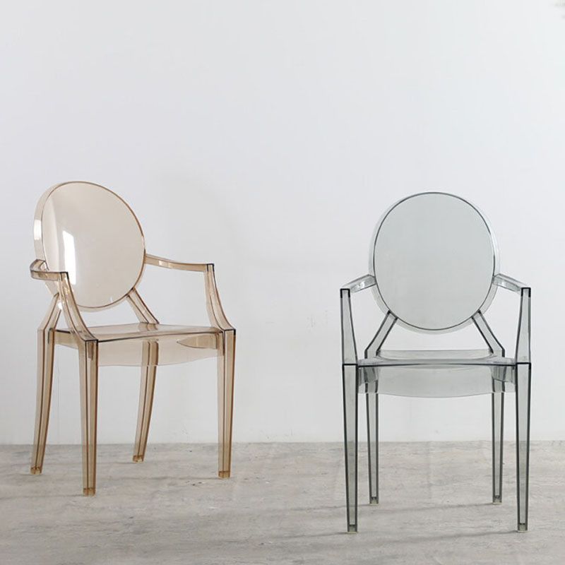 Plastic Dining Chair Scandinavian Arm Open Back Side Chairs for Home