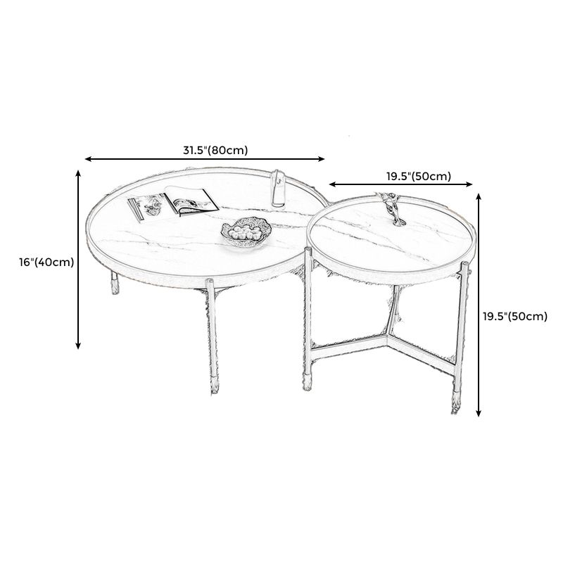3 Legs Base Design Cocktail Table Rock Plate Desktop Round Coffee Table with Iron Base