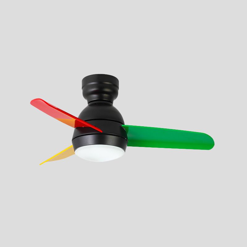 33,5 "W zeitgenössischer Kreis Hanges Lüfter Leichter Acrylwand/Fernbedienungskontrolle LED Semi Flushmount in Schwarz/Weiß/Rosa für Schlafzimmer, 3 Klingen