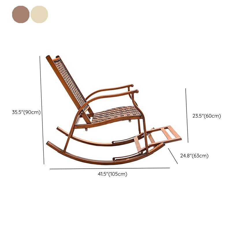 Traditional Rocking Chair Wicker Metal Frame Trapezoidal Back Indoor Rocking Chair