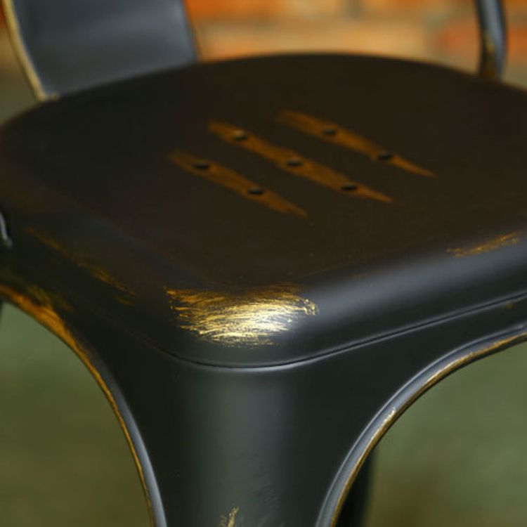 Industrial Dining Chair Slat Back Chair with 4 Metal Legs for Home Use