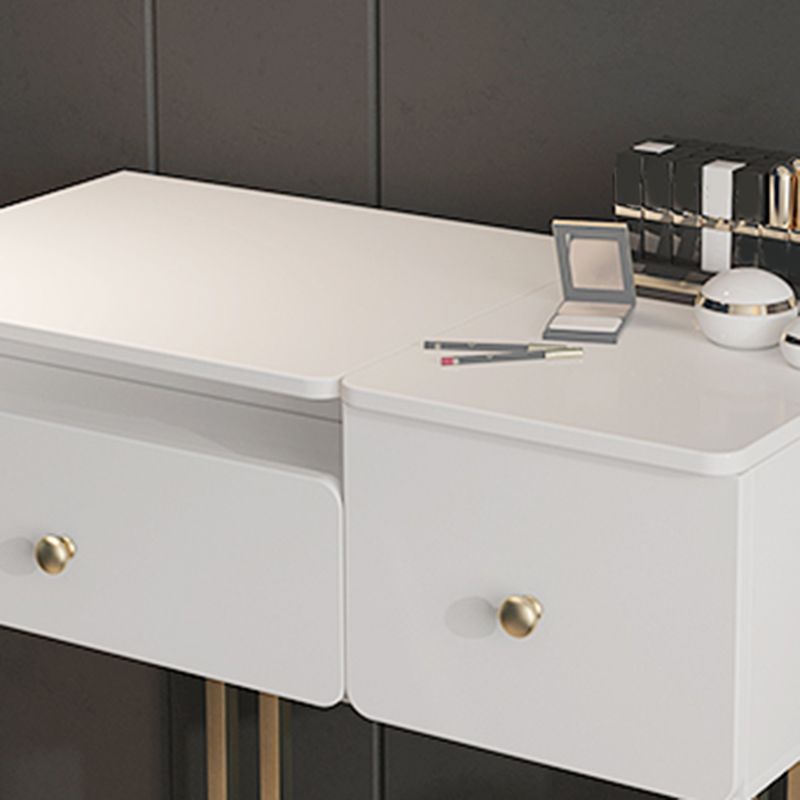 Contemporary Vanity Makeup Table Set 2-Drawer Wood Dressing Table