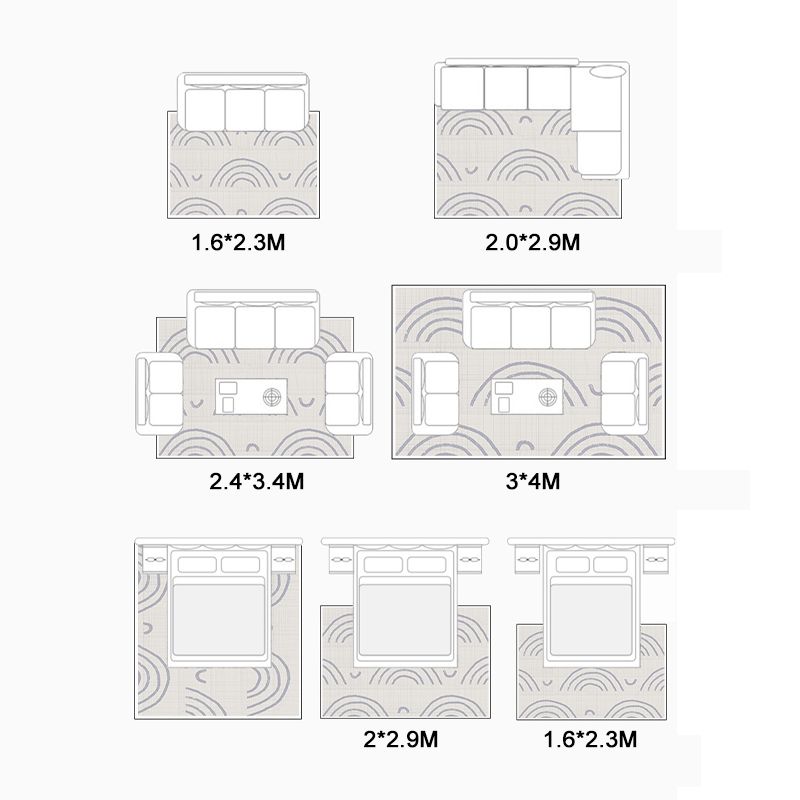 Light Gray Graphic Rug Polyester Casual Rug Stain Resistant Rug for Living Room