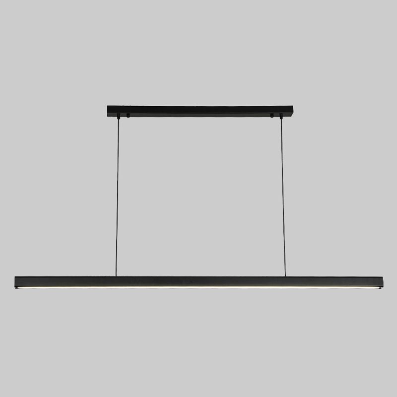 Modern LED Island Lamp Strip Shape Island Hanging Lamp with Wood for Dining Room