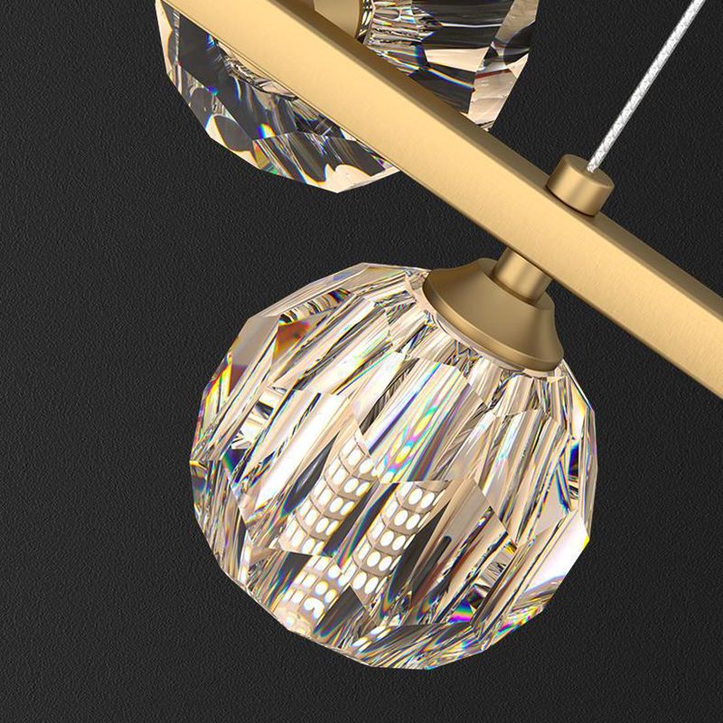 Ball Shape Crystal Island Pendants Modern Style Multi Lights Island Pendant Lights
