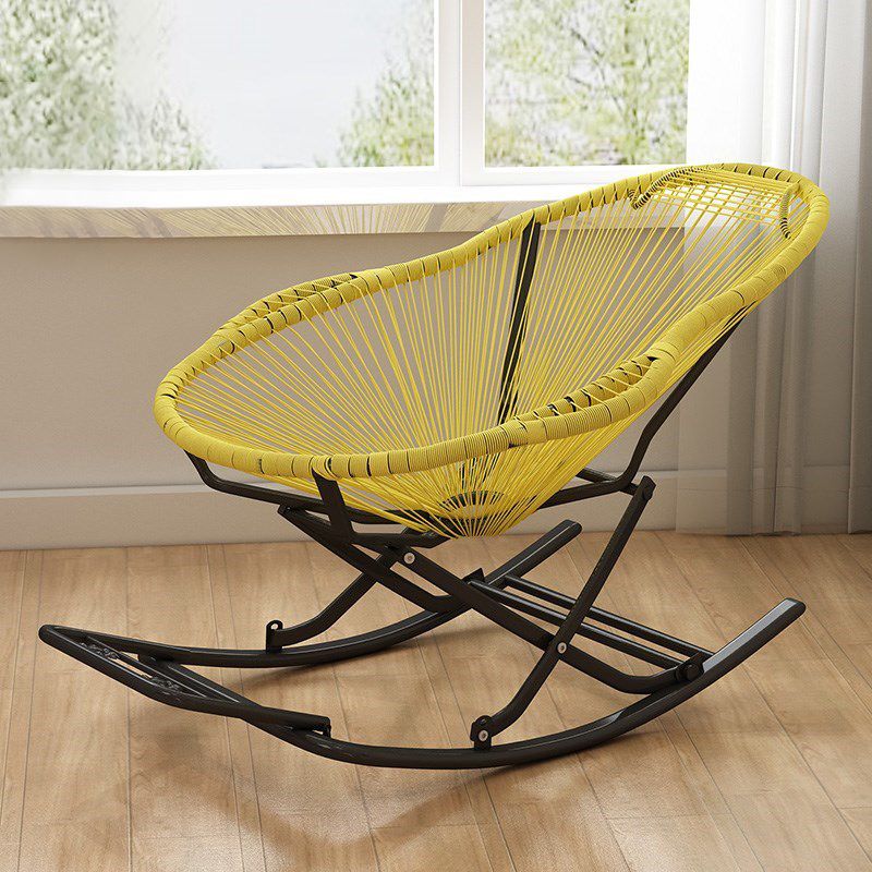 Contemporary Rocking Chair Woven Rope Rattan Rocking Chair in Living Room