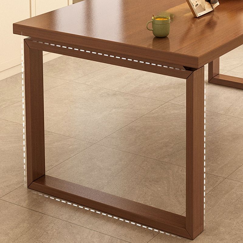 Modern Rectangular Wood Dining Table with Solid Wood Legs for Living Room