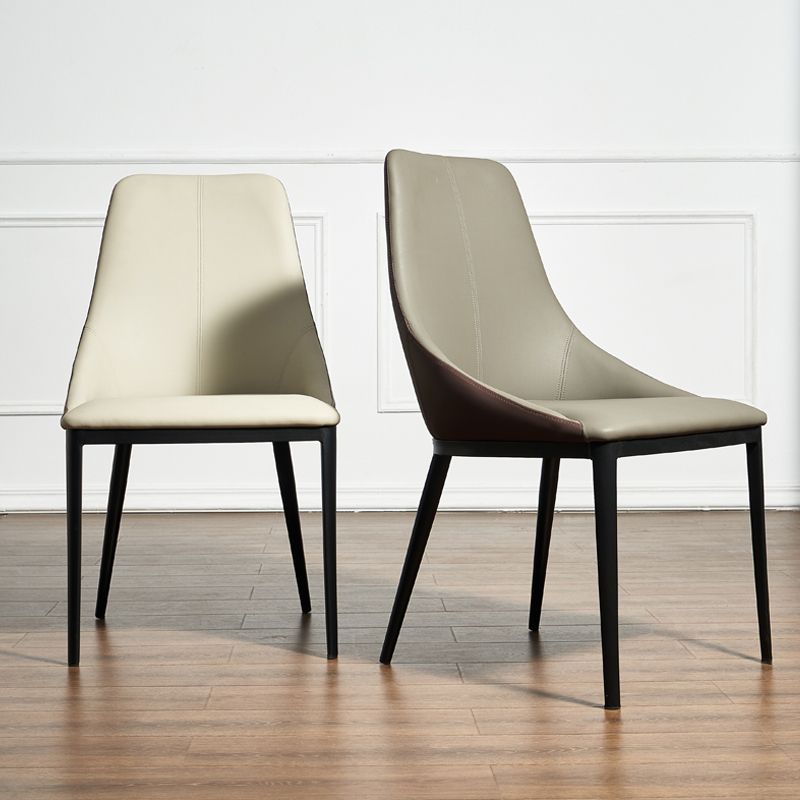 Solid Back Chair Industrial Style Leather Dining Side Chairs