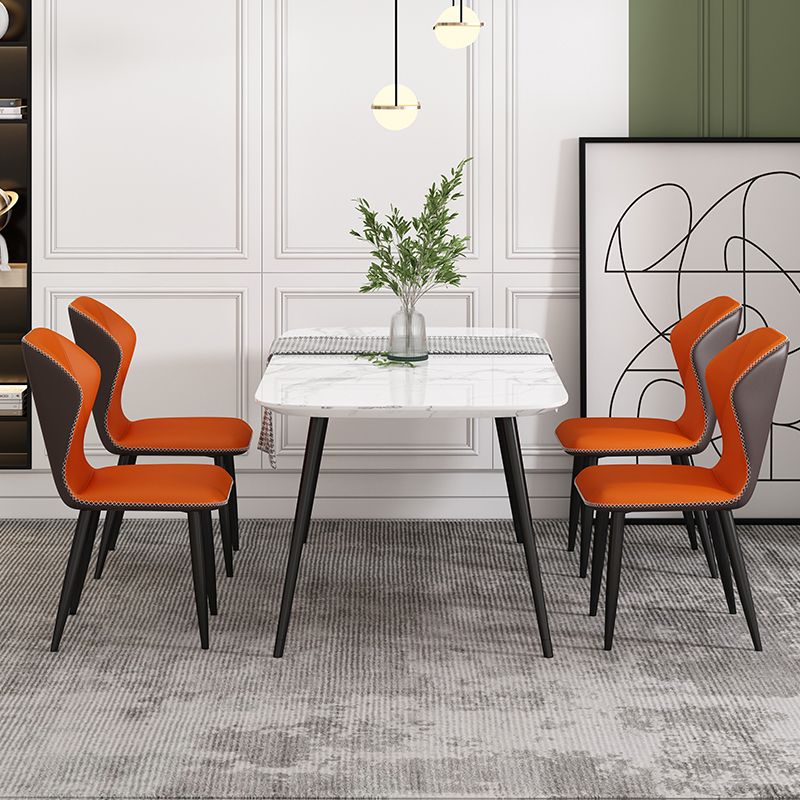 Chaise d'appoint scandinave à oreilles, chaise de salle à manger rembourrée en métal