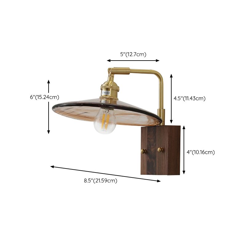 Modern Style Wood Wall Lamp 1 Light Sconces in Brown for Bedroom