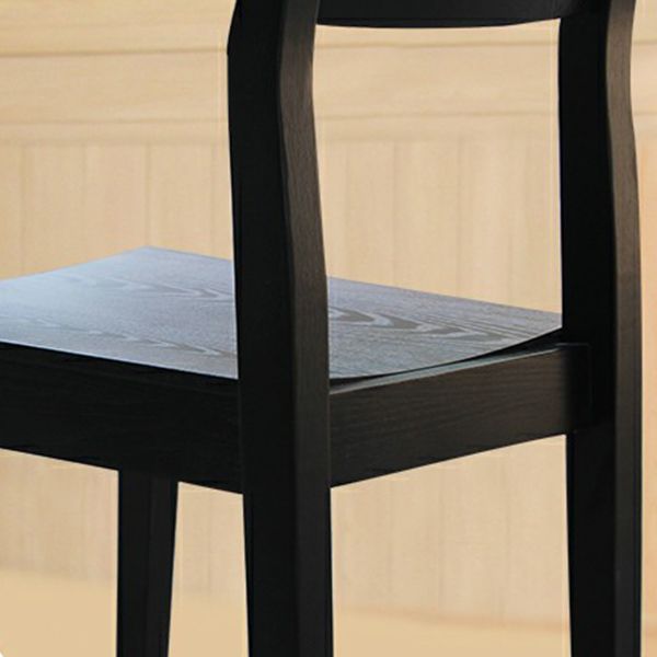 Wood Industrial Restaurant Side Chair Open Back Dining Chair with Black Legs