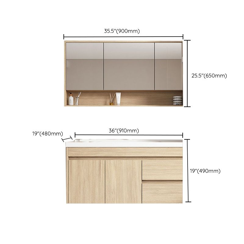Contemporary Wood Sink Cabinet Mirror Cabinet Wall-Mounted Vanity Cabinet