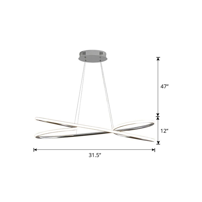 Aluminum Twist Hanging Lamp Artistic LED Chandelier Pendant Light over Dining Table