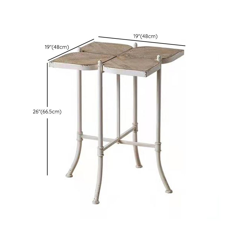 Solid Wood End Table French Country Distressed Side Table in Brown