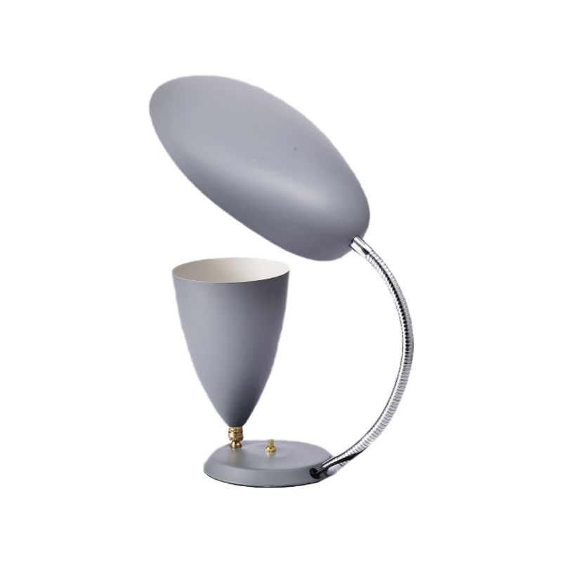 Iron Sharp Tongue and Cone Table Light Modern LED Reading Lamp in White/Black/Grey with Adjustable Arm